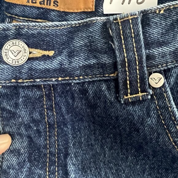 Vibes Gold Label Jeans Shorts Men SZ 38 Denim Cyber Baggy Wide Leg Pipe VTG Y2K - Picture 12 of 12